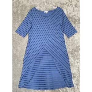 Habitat Clothes To Live In A-line Dress Small Blue Striped Lagenlook Pockets